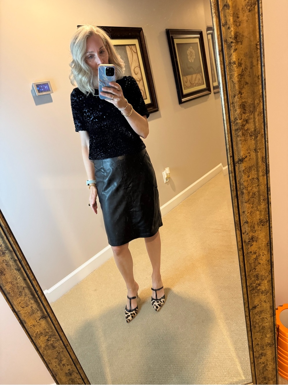 Ann Taylor Black Leather Pencil Skirt